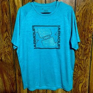 Under Armour - Wordmark Big Logo T Shirt - Teal/Green